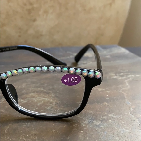 NWT Black W/ AB Crystals Bling Reader Glasses 1.00 - Picture 7 of 10